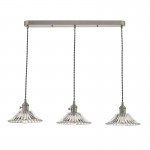 Hadano - Antique Chrome 3 Light over Island Fitting with Flared Glass Shades Hadano - Antique Chrome 3 Light over Island Fitting with Flared Glass Shades