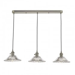 Hadano - Antique Chrome 3 Light over Island Fitting with Flared Glass Shades Hadano - Antique Chrome 3 Light over Island Fitting with Flared Glass Shades