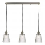 Hadano - Antique Chrome 3 Light over Island Fitting with Ribbed Glass Shades Hadano - Antique Chrome 3 Light over Island Fitting with Ribbed Glass Shades