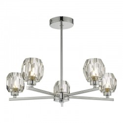Idina - Polished Chrome 5 Light Ceiling Lamp with Faceted Glass Idina - Polished Chrome 5 Light Ceiling Lamp with Faceted Glass