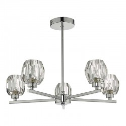 Idina - Polished Chrome 5 Light Ceiling Lamp with Faceted Glass Idina - Polished Chrome 5 Light Ceiling Lamp with Faceted Glass
