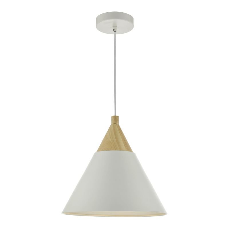 Ceiling Lights - Ilory - Soft White with Natural Wood Single Pendant Dar-ILO012 - Ilory - Soft White with Natural Wood Single Pendant