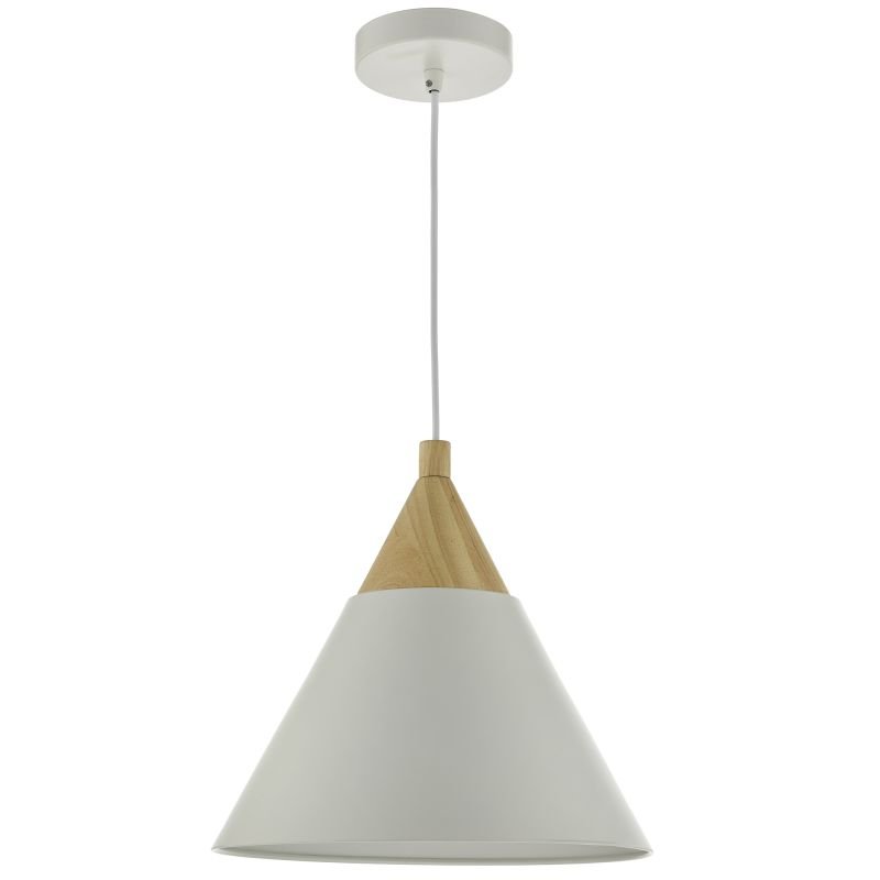 Ceiling Lights - Ilory - Soft White with Natural Wood Single Pendant Dar-ILO012 - Ilory - Soft White with Natural Wood Single Pendant