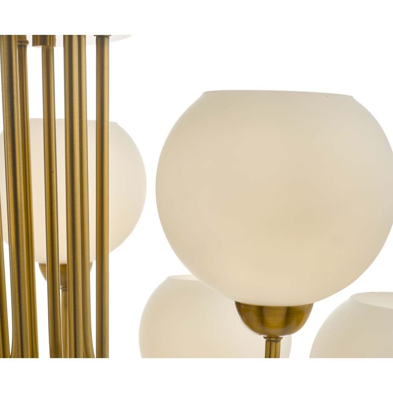 Dar-IND1335 - Indra - Opal Glass with Natural Brass 9 Light Centre Fitting