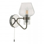 Keta - Satin Chrome & Polished Chrome Wall Lamp with Clear Glass Keta - Satin Chrome & Polished Chrome Wall Lamp with Clear Glass