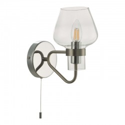 Keta - Satin Chrome & Polished Chrome Wall Lamp with Clear Glass Keta - Satin Chrome & Polished Chrome Wall Lamp with Clear Glass