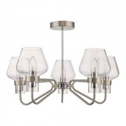 Keta - Satin Chrome & Polished Chrome Semi-Flush with Clear Glass Keta - Satin Chrome & Polished Chrome Semi-Flush with Clear Glass