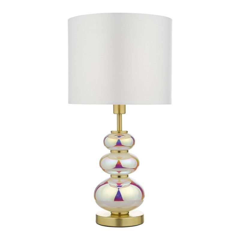 Table & Floor Lamp - Kiandra - White Fabric Shade with Multi Coloured Table Lamp Dar-KIA4255 - Kiandra - White Fabric Shade with Multi Coloured Table Lamp