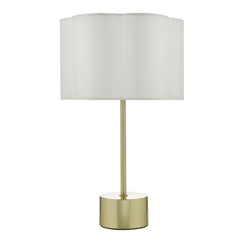 Table & Floor Lamp - Liliya - Ivory Fabric Shade with Satin Brass Table Lamp Dar-LIL4241 - Liliya - Ivory Fabric Shade with Satin Brass Table Lamp