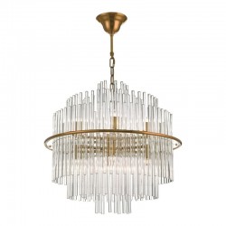 Lukas - Brushed Antique Gold 13 Light Pendant with Clear Glass Rods Lukas - Brushed Antique Gold 13 Light Pendant with Clear Glass Rods
