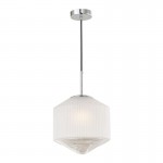 Nisha - Chrome Pendant with Frosted & Clear Ribbed Glass