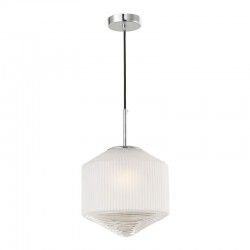 Nisha - Chrome Pendant with Frosted & Clear Ribbed Glass Nisha - Chrome Pendant with Frosted & Clear Ribbed Glass
