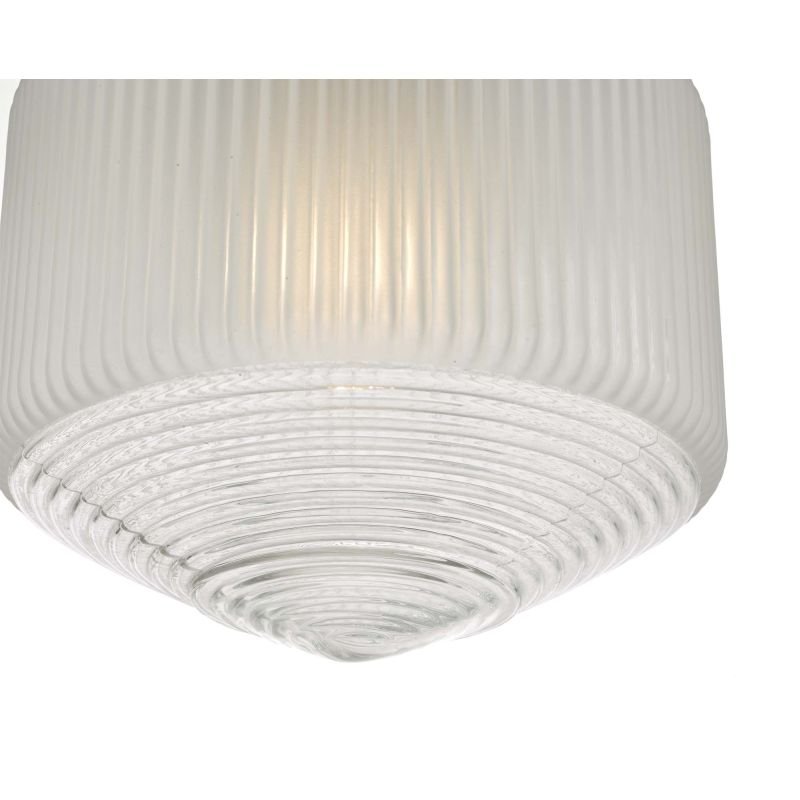 Dar-NIS0108 - Nisha - Frosted & Clear Ribbed Glass Single Hanging Pendant