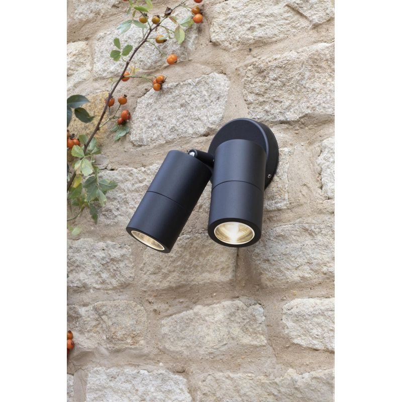 Dar-ORT0922 - Ortega - Outdoor Black Adjustable Twin Spot Lights