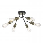 Remy - Antique Brass & Black 6 Light Ceiling Lamp Remy - Antique Brass & Black 6 Light Ceiling Lamp