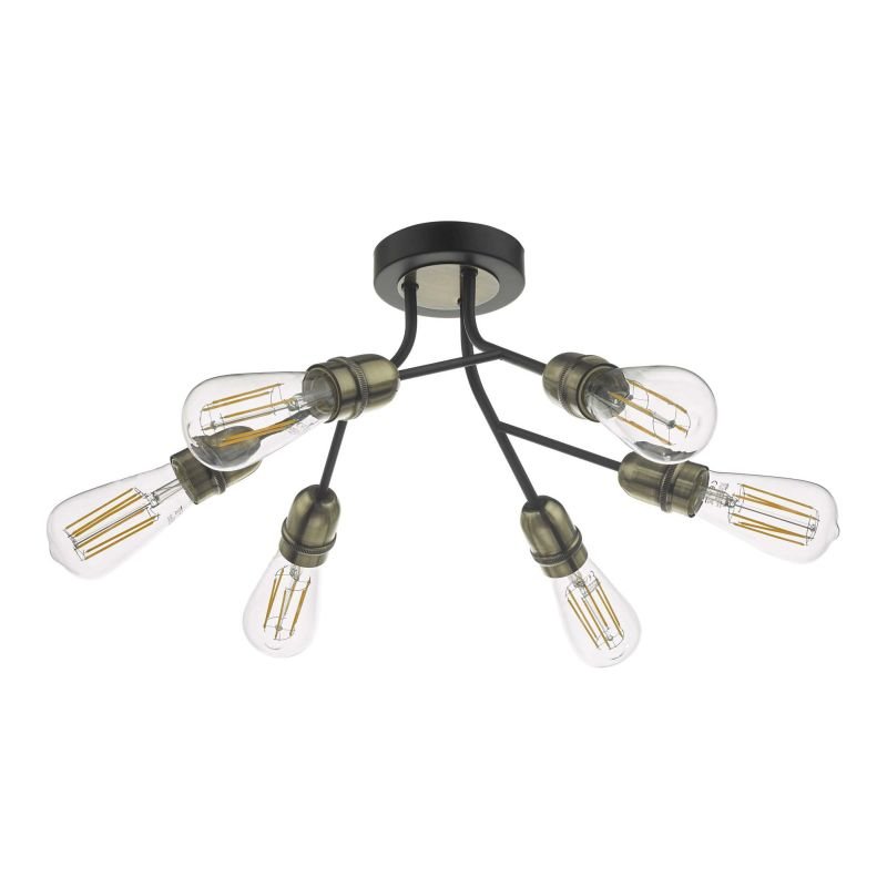 Dar-REM0654 - Remy - Black & Antique Brass 6 Light Ceiling Lamp
