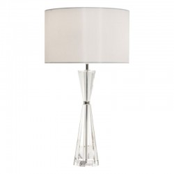Risha - Nickel & Crystal Table Lamp with Ivory Shade Risha - Nickel & Crystal Table Lamp with Ivory Shade