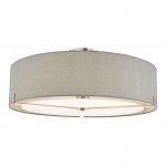 Santino - Satin Chrome 3 Light Ceiling Lamp with Grey Fabric Shade Santino - Satin Chrome 3 Light Ceiling Lamp with Grey Fabric Shade
