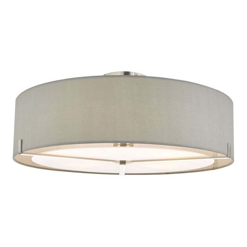 Dar-SAN5339 - Santino - Grey Fabric Shade & satin Chrome 3 Light Ceiling Lamp