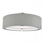 Santino - Satin Chrome 3 Light Ceiling Lamp with Grey Fabric Shade Santino - Satin Chrome 3 Light Ceiling Lamp with Grey Fabric Shade