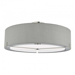 Santino - Satin Chrome 3 Light Ceiling Lamp with Grey Fabric Shade Santino - Satin Chrome 3 Light Ceiling Lamp with Grey Fabric Shade