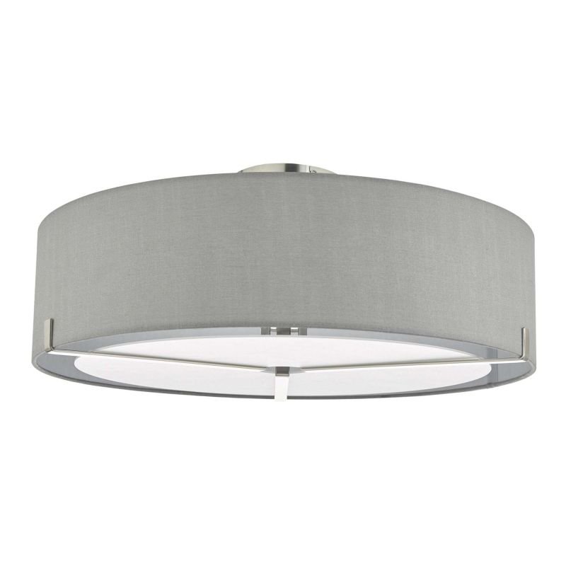 Dar-SAN5339 - Santino - Grey Fabric Shade & satin Chrome 3 Light Ceiling Lamp