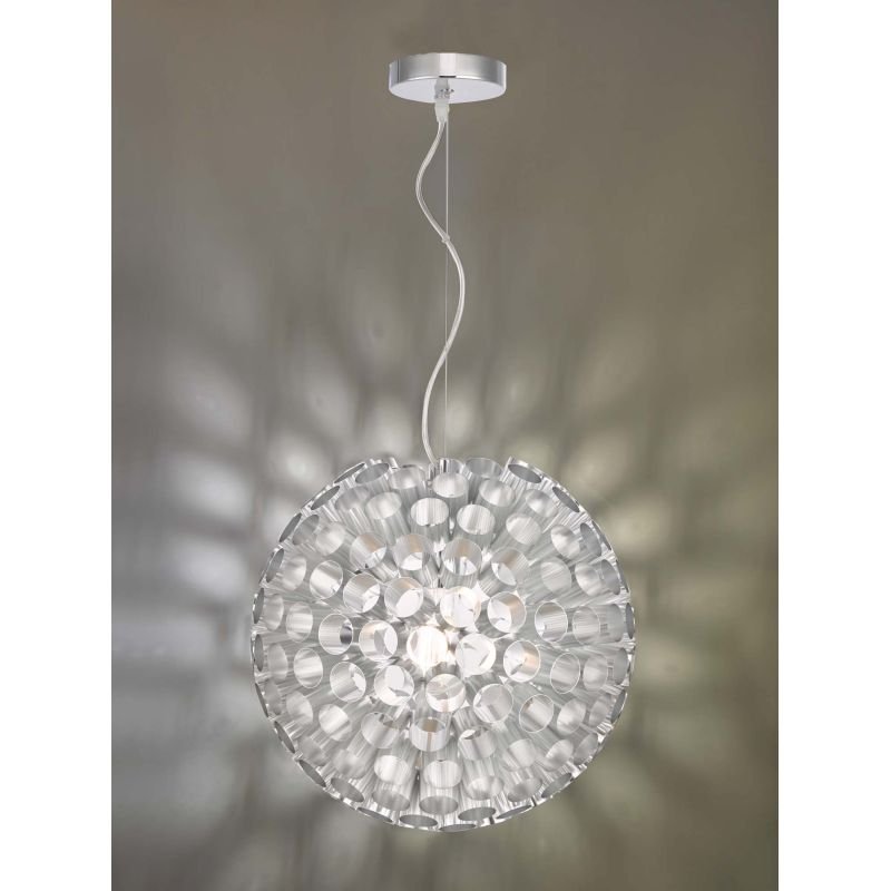 Ceiling Lights - Serafina - Brushed Chrome Tubes Small 1 Light Pendant Dar-SER0150 - Serafina - Brushed Chrome Tubes Small 1 Light Pendant