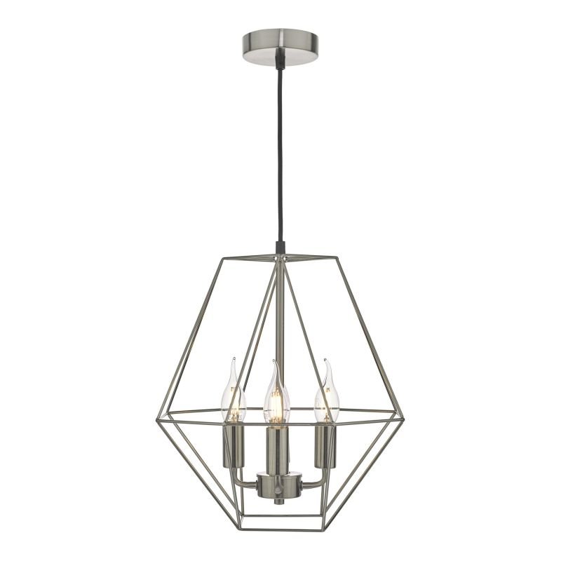 Ceiling Lights - Simbala - Satin Chrome Lantern Cage 4 Light Pendant Dar-SIM0446 - Simbala - Satin Chrome Lantern Cage 4 Light Pendant