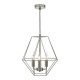 Ceiling Lights - Simbala - Satin Chrome Lantern Cage 4 Light Pendant Dar-SIM0446 - Simbala - Satin Chrome Lantern Cage 4 Light Pendant