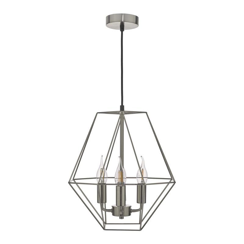 Ceiling Lights - Simbala - Satin Chrome Lantern Cage 4 Light Pendant Dar-SIM0446 - Simbala - Satin Chrome Lantern Cage 4 Light Pendant