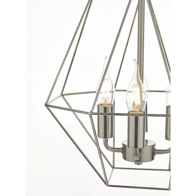 Ceiling Lights - Simbala - Satin Chrome Lantern Cage 4 Light Pendant Dar-SIM0446 - Simbala - Satin Chrome Lantern Cage 4 Light Pendant
