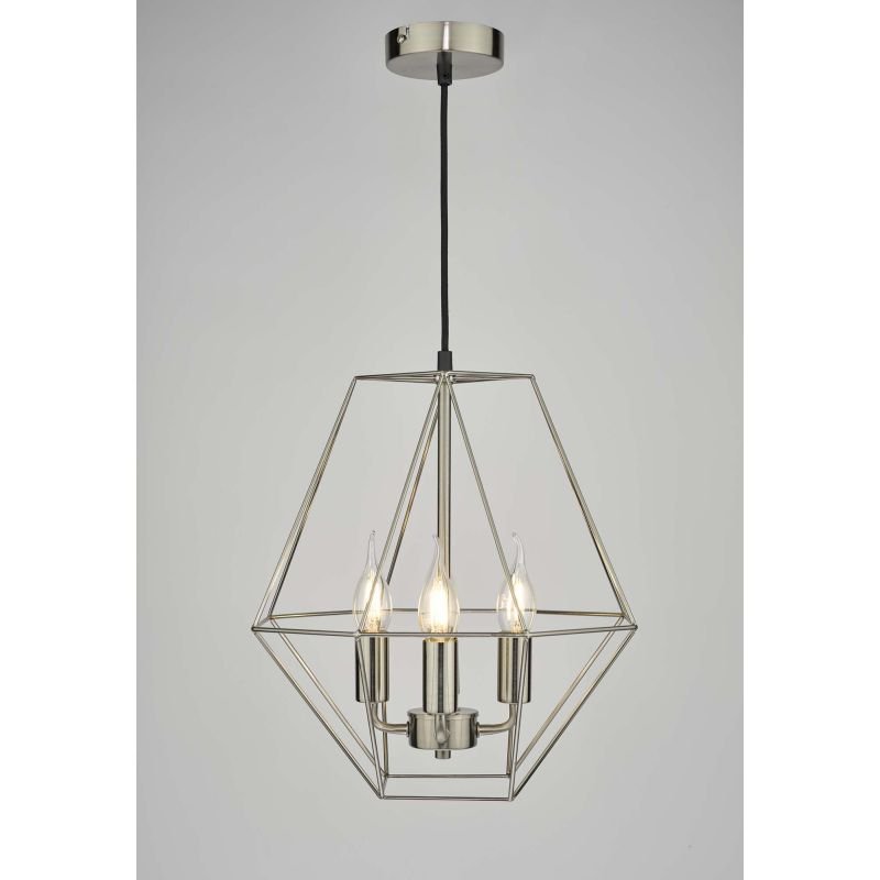 Ceiling Lights - Simbala - Satin Chrome Lantern Cage 4 Light Pendant Dar-SIM0446 - Simbala - Satin Chrome Lantern Cage 4 Light Pendant