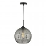Soren - Black Pendant with Smoked Textured Glass Soren - Black Pendant with Smoked Textured Glass