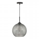Soren - Black Pendant with Smoked Textured Glass Soren - Black Pendant with Smoked Textured Glass