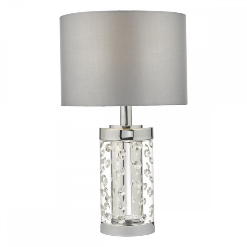 Table & Floor Lamp - Yalena - Grey Shade with Glass & Crystal Table Lamp Wisebuys-YAL4108 - Yalena - Grey Shade with Glass & Crystal Table Lamp