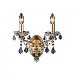 Toledo - Aged Gold 2 Light Wall Lamp with Crystal Toledo - Aged Gold 2 Light Wall Lamp with Crystal