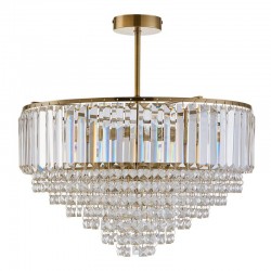 Arles - Antique Brass 5 Light Semi Flush with Crystal Arles - Antique Brass 5 Light Semi Flush with Crystal