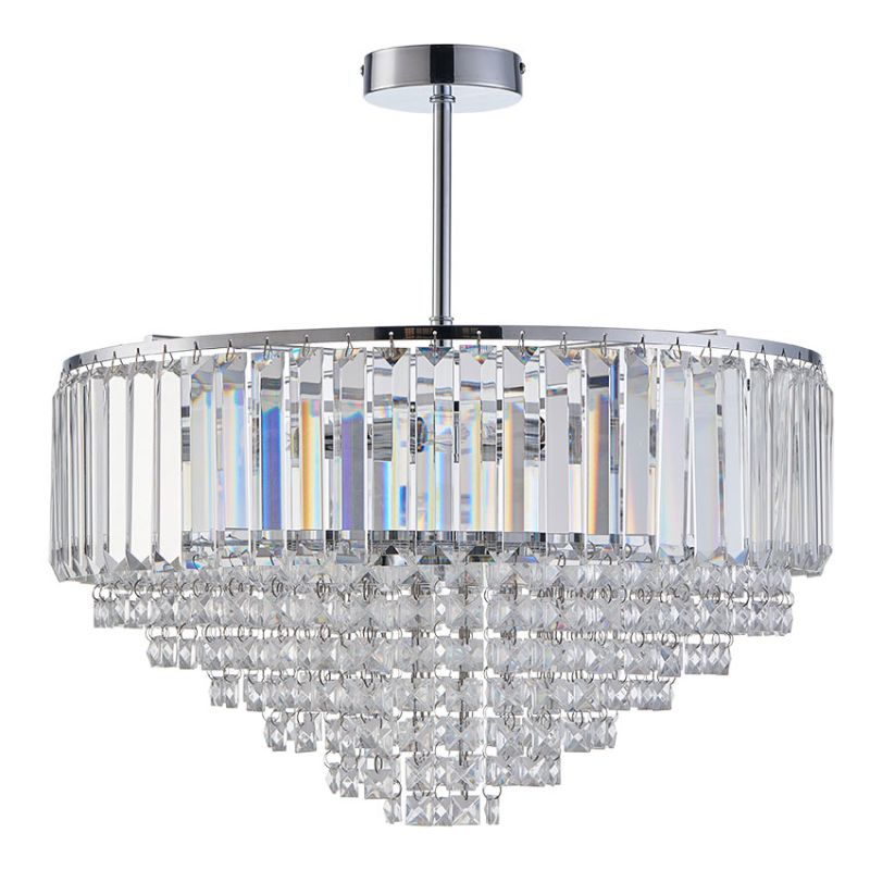 Cork Lighting-CF2311/5LCR - Arles - Chrome 5 Light Semi Flush with Crystal