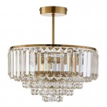 Arles - Antique Brass 5 Light Semi Flush with Crystal Arles - Antique Brass 5 Light Semi Flush with Crystal
