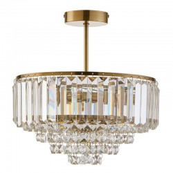 Arles - Antique Brass 5 Light Semi Flush with Crystal Arles - Antique Brass 5 Light Semi Flush with Crystal