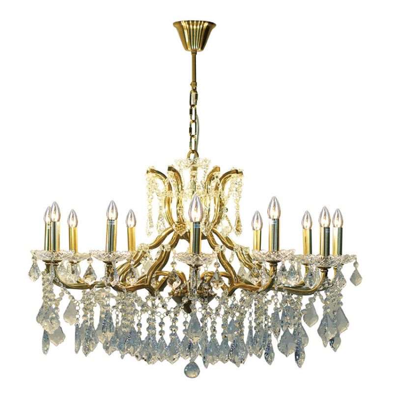 Cork Lighting-CF9010/12AG - Toledo - Aged Gold 12 Light Chandelier with Crystal