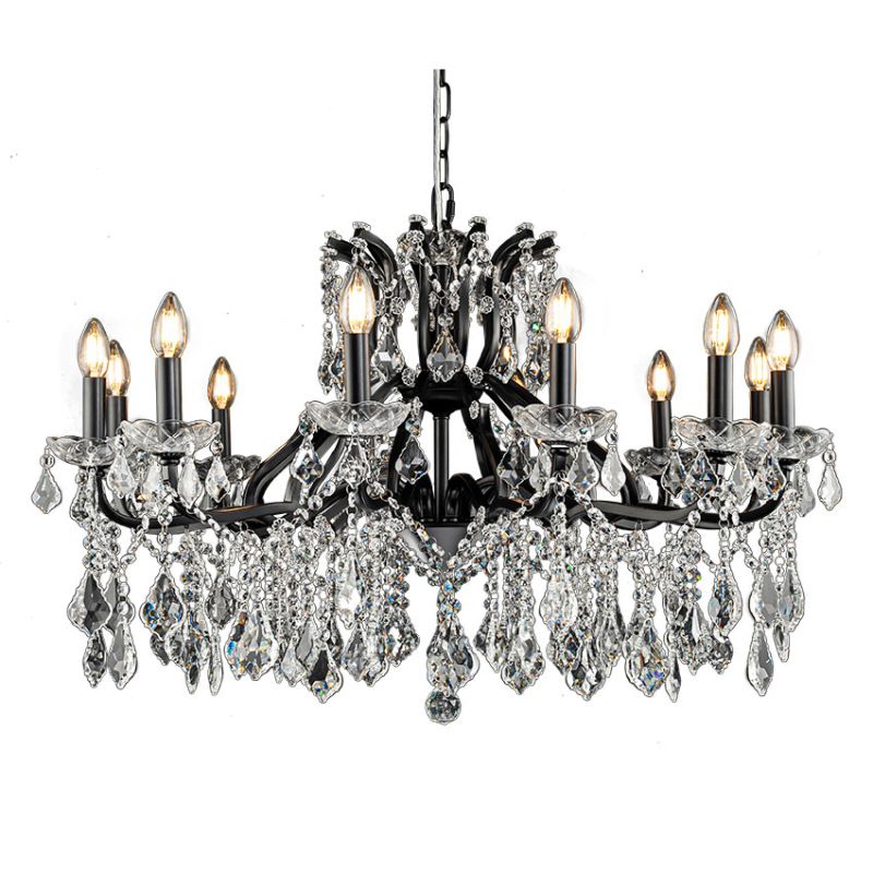 Cork Lighting-CF9010/12BL - Toledo - Black 12 Light Chandelier with Crystal