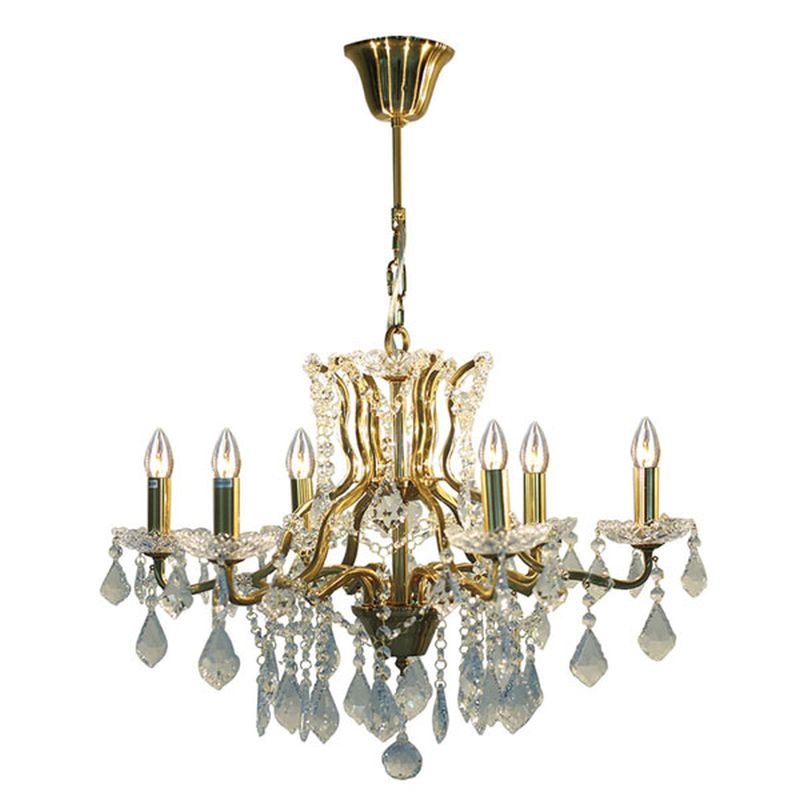 Cork Lighting-CF9010/6AG - Toledo - Aged Gold 6 Light Chandelier with Crystal