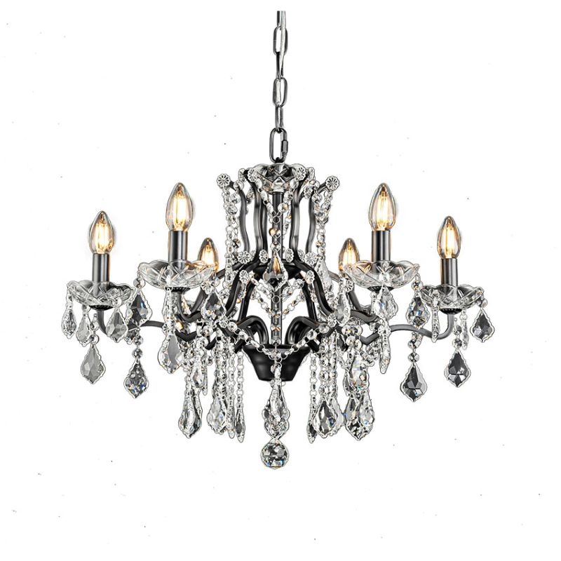 Cork Lighting-CF9010/6BL - Toledo - Black 6 Light Chandelier with Crystal