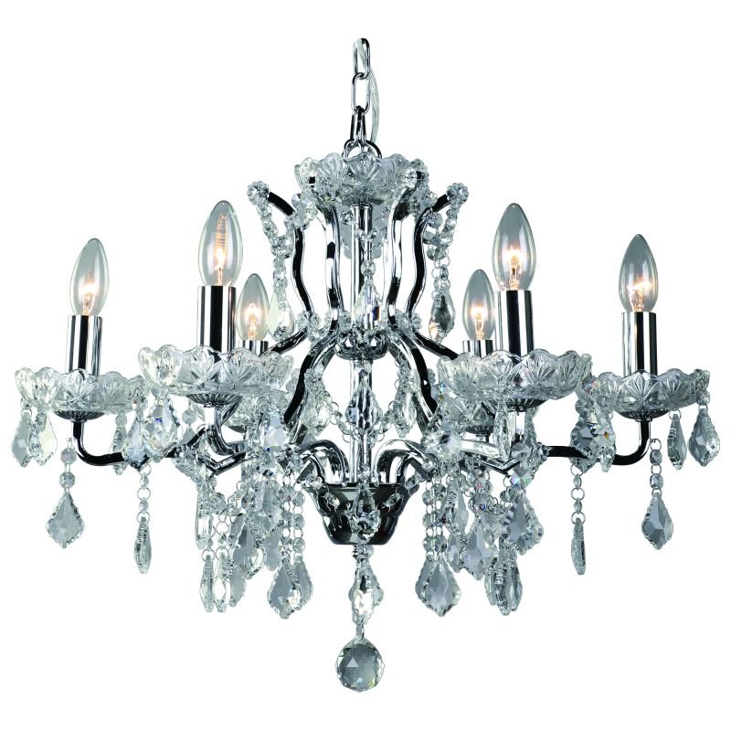 Crystal & Acrylic - Toledo - Crystal with Chrome 6 Light Chandelier Cork-Lighting-CF9010/6CR - Toledo - Crystal with Chrome 6 Light Chandelier