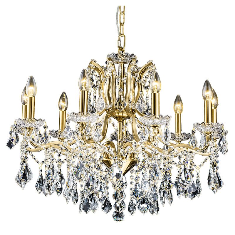 Cork Lighting-CF9010/9AG - Toledo - Aged Gold 9 Light Chandelier with Crystal