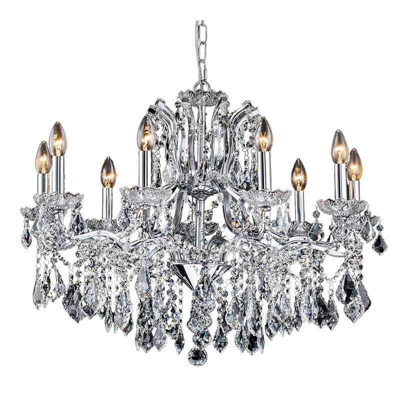 Cork Lighting-CF9010/9CR - Toledo - Chrome 9 Light Chandelier with Crystal