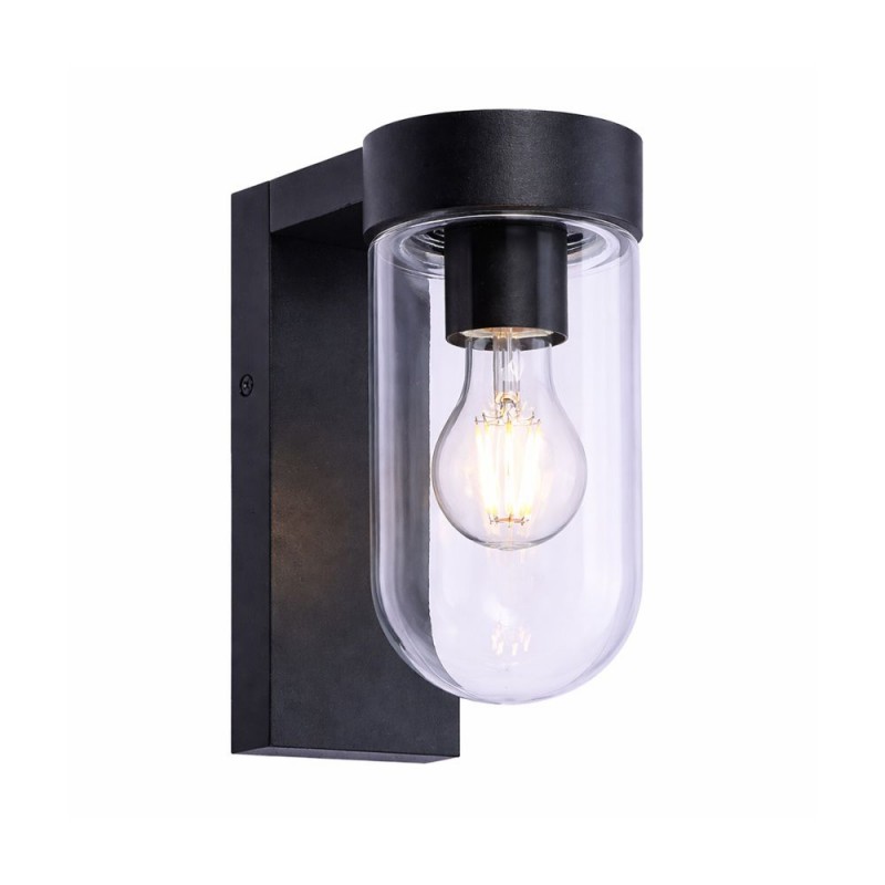 Cork Lighting-EL1885/BL - Jesse - Black Wall Lamp with Glass Diffuser IP44