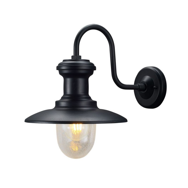 Cork Lighting-ELFREJUS/BL - Frejus - Black Wall Lamp with Glass Diffuser IP44