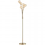 Basson - Satin Brass 6 Light Floor Lamp with Brass Wire & Amber Glass Basson - Satin Brass 6 Light Floor Lamp with Brass Wire & Amber Glass